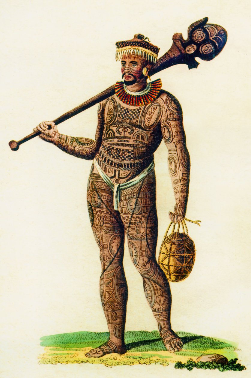 Marquesas adalarının dövmeli adamı, 1843 by English School