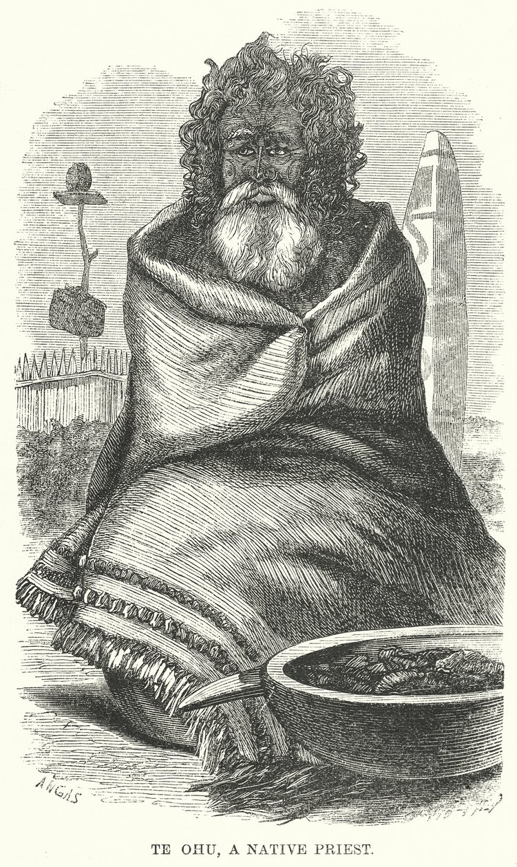 Te Ohu, Yerli Bir Rahip (gravür) by English School