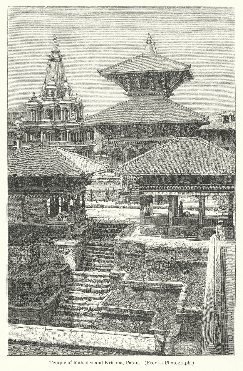 Mahadeo ve Krishna Tapınağı, Patan (gravür) by English School
