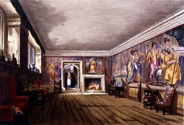 Ante Odası, Cotehele evi, c.1830-40 (renkli taş) by English School