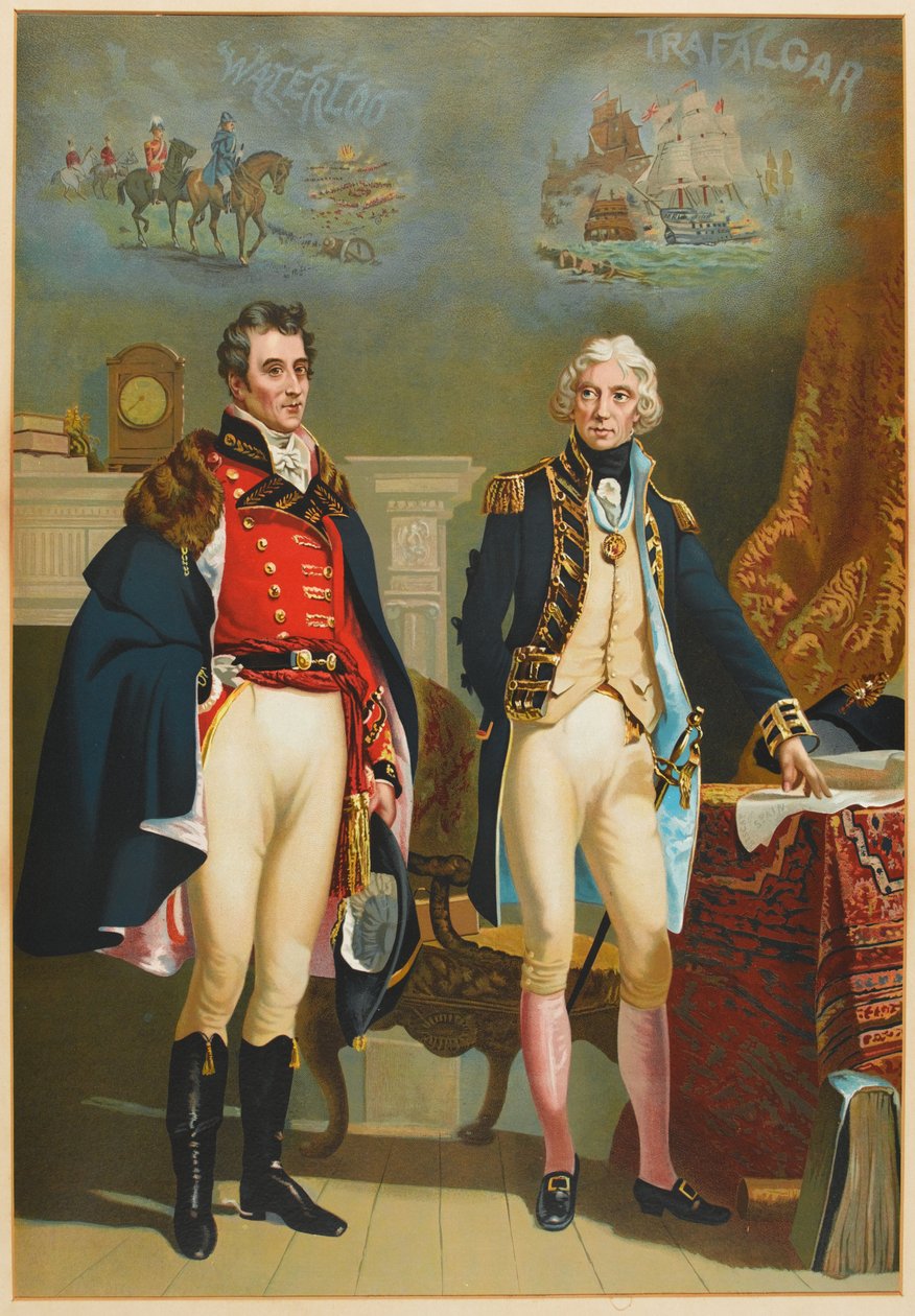 Büyük Komutanlar, Wellington (1769-1852) ve Nelson (1758-1805) arasındaki tek röportajı temsil eden Ordu ve Donanma, c.1890 by English School