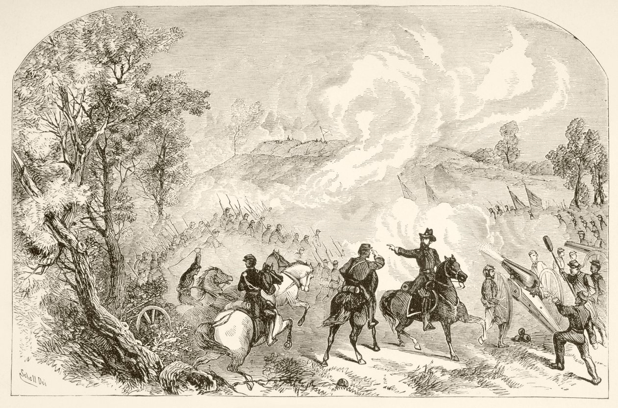 Gettysburg Savaşı (litho) by English School
