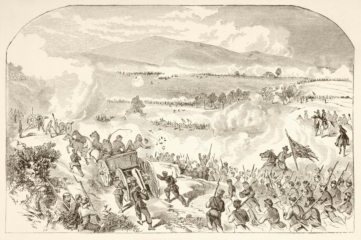 Malvern Tepesi Savaşı (litho) by English School