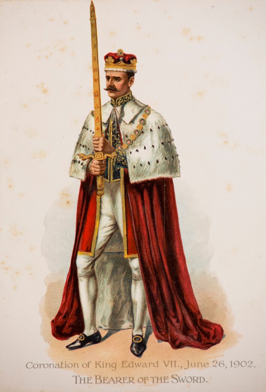 Kral Edward VII'nin taç giyme töreninde Kılıç Taşıyıcısı by English School