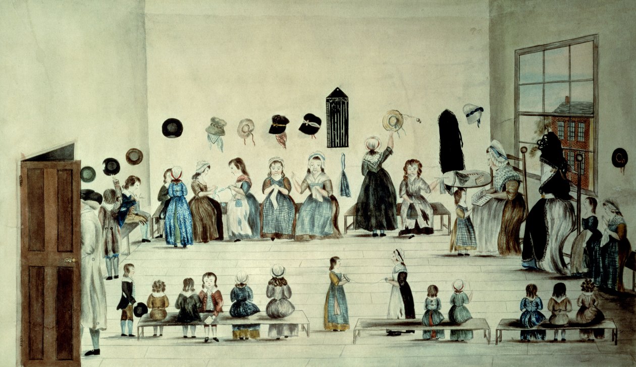 Hayırsever Okulu (kağıt üzerine sulu boya) by English School