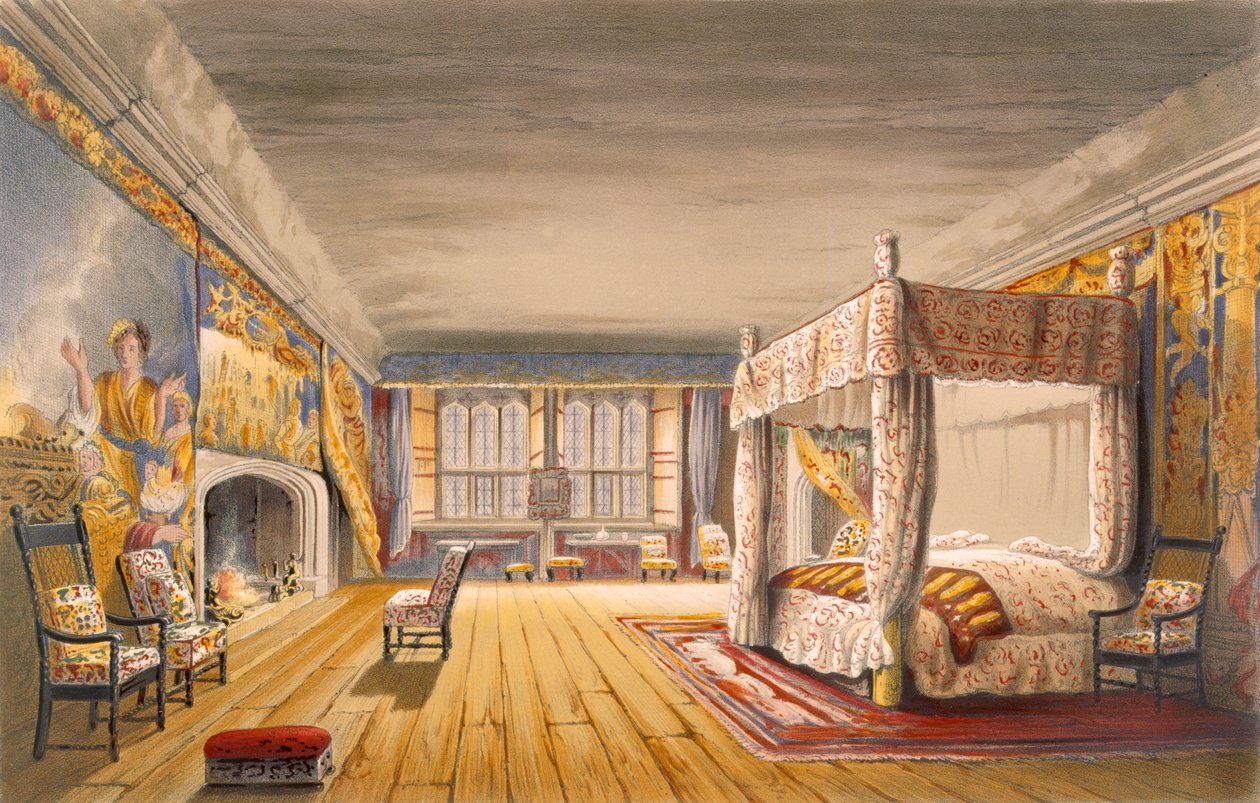 En İyi Yatak Odası, Cotehele Evi, c.1830-40 by English School