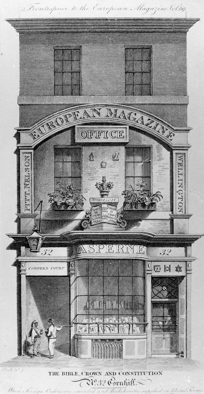 İncil, Taç ve Anayasa, Cornhill, Londra (gravür) by English School