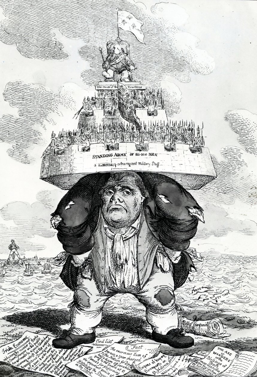Britanya Atlası ya da barışın kurulmasını destekleyen John Bull, Charles Williams tarafından basılmış, 1816 by English School