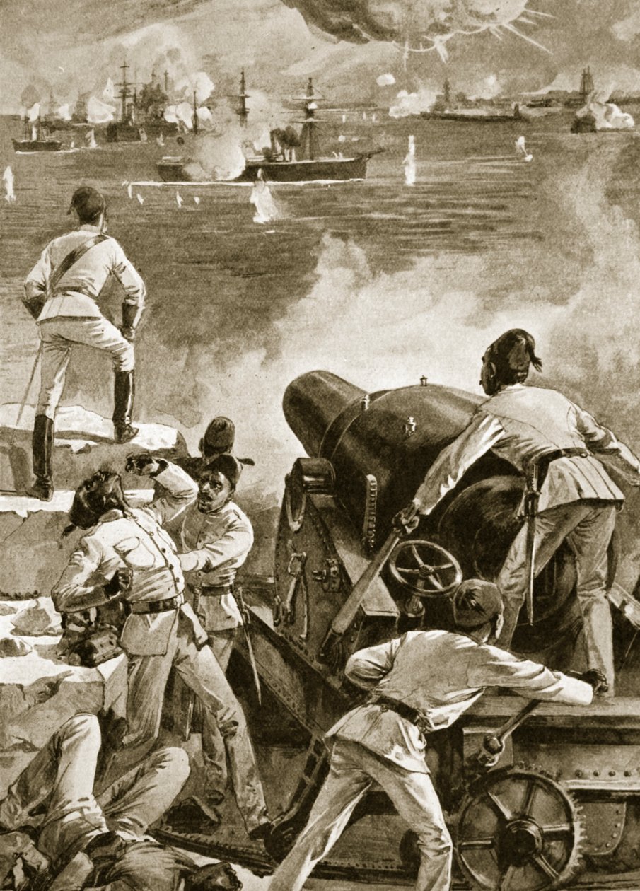 İngiliz Donanması, 11 Temmuz 1882'de İskenderiye'deki Limanları bombaladı. by English School