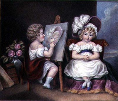 The Child Portraitist, c.1825 (kağıt üzerine suluboya) by English School