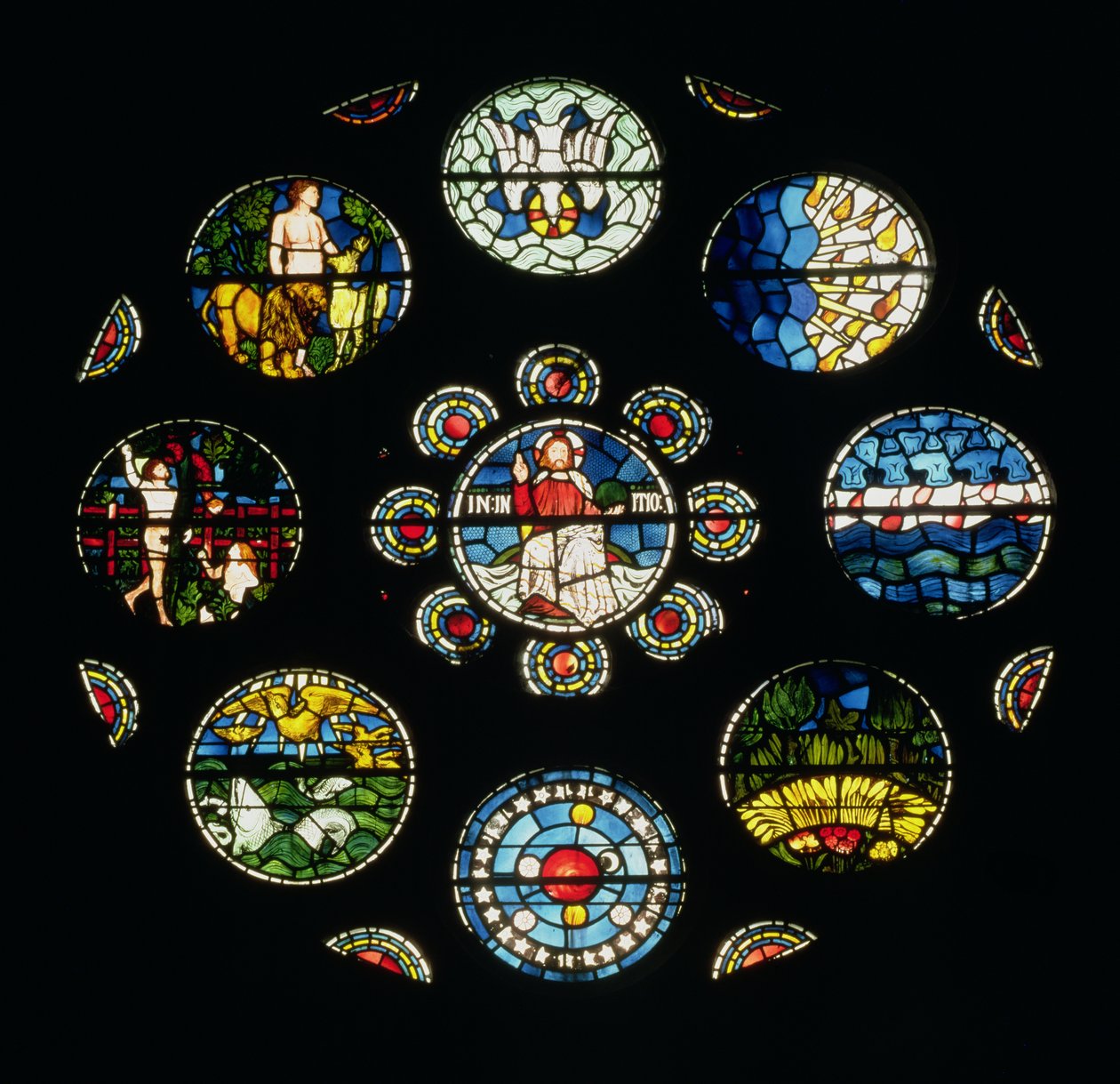 Philip Webb, William Morris ve Edward Burne-Jones tarafından tasarlanan Yaratılış Penceresi, 1861 by English School