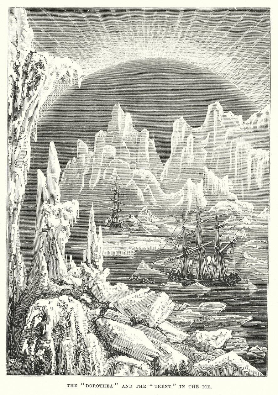 "Dorothea" ve "Trent" Buzlar İçinde (gravür) by English School