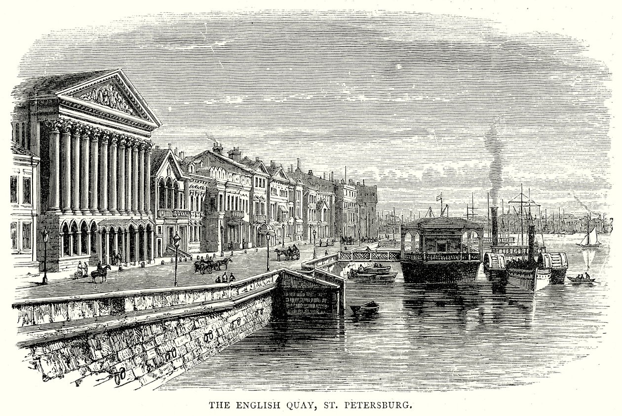 İngiliz Rıhtımı, St Petersburg (gravür) by English School