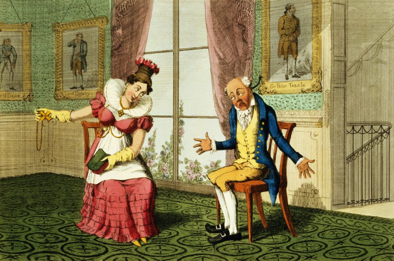 Pozlama, pub. G. Humphrey, 1821 (renkli gravür) by English School