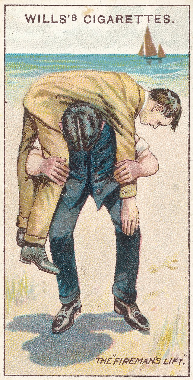İtfaiyeciler Asansörü No.1, No.18 Willss sigara kartlarının İlk Yardım serisinden, 1913 by English School