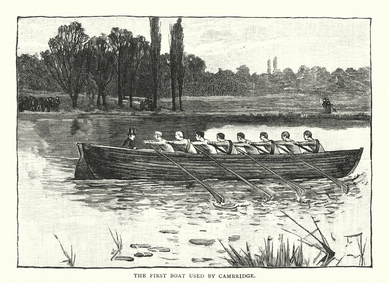 Cambridge Tarafından Kullanılan İlk Tekne (gravür) by English School