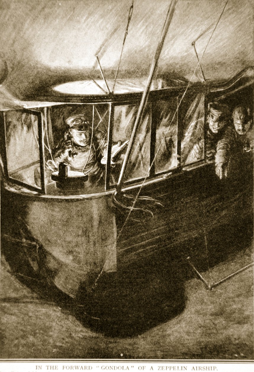 Zeppelin hava gemisinin İleri Gondolu, 1914-19 by English School