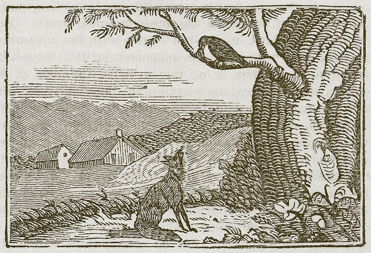 Tilki ve Karga (gravür) by English School