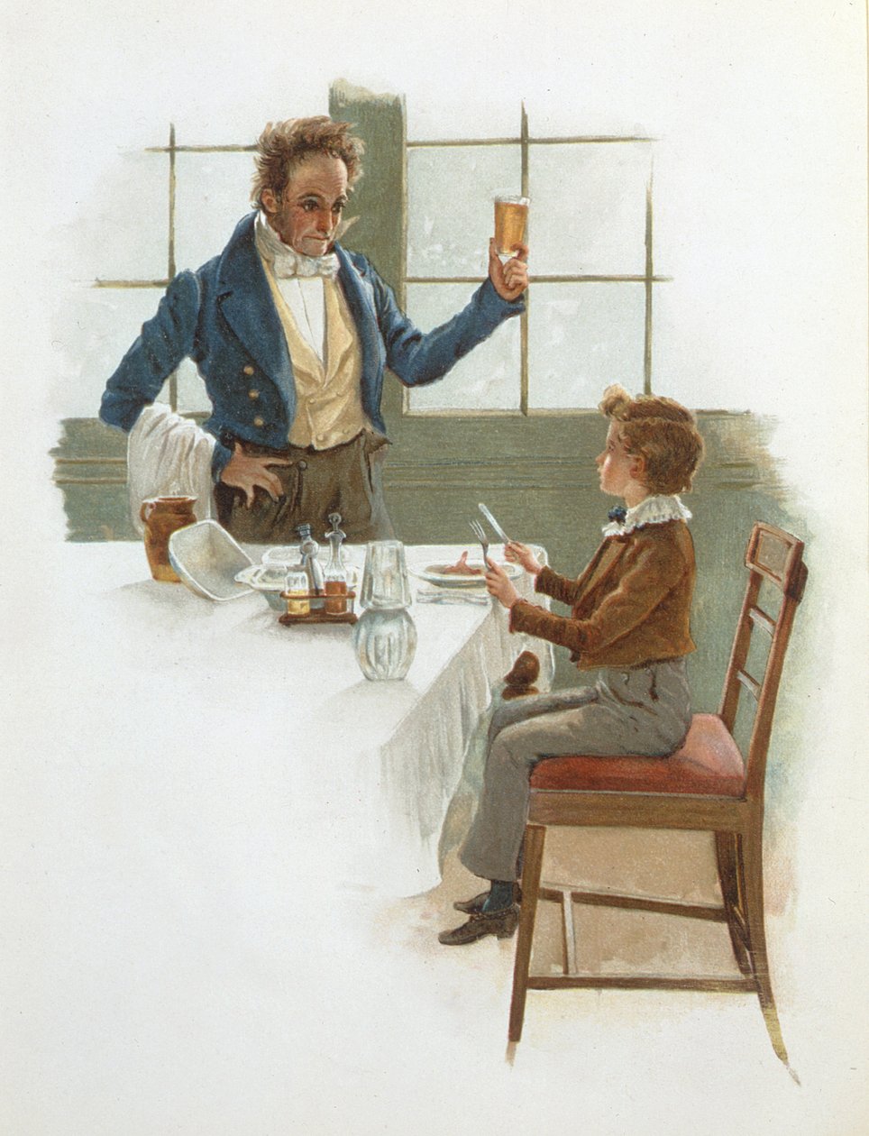 Güleryüzlü Garson, Charles Dickens (1812-70) tarafından David Copperfield (1850) çizimi by English School