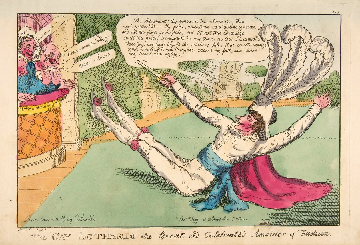 Gay Lothario. Modanın Büyük ve Ünlü Amatörü, pub. 1813 (el renkli gravür) by English School