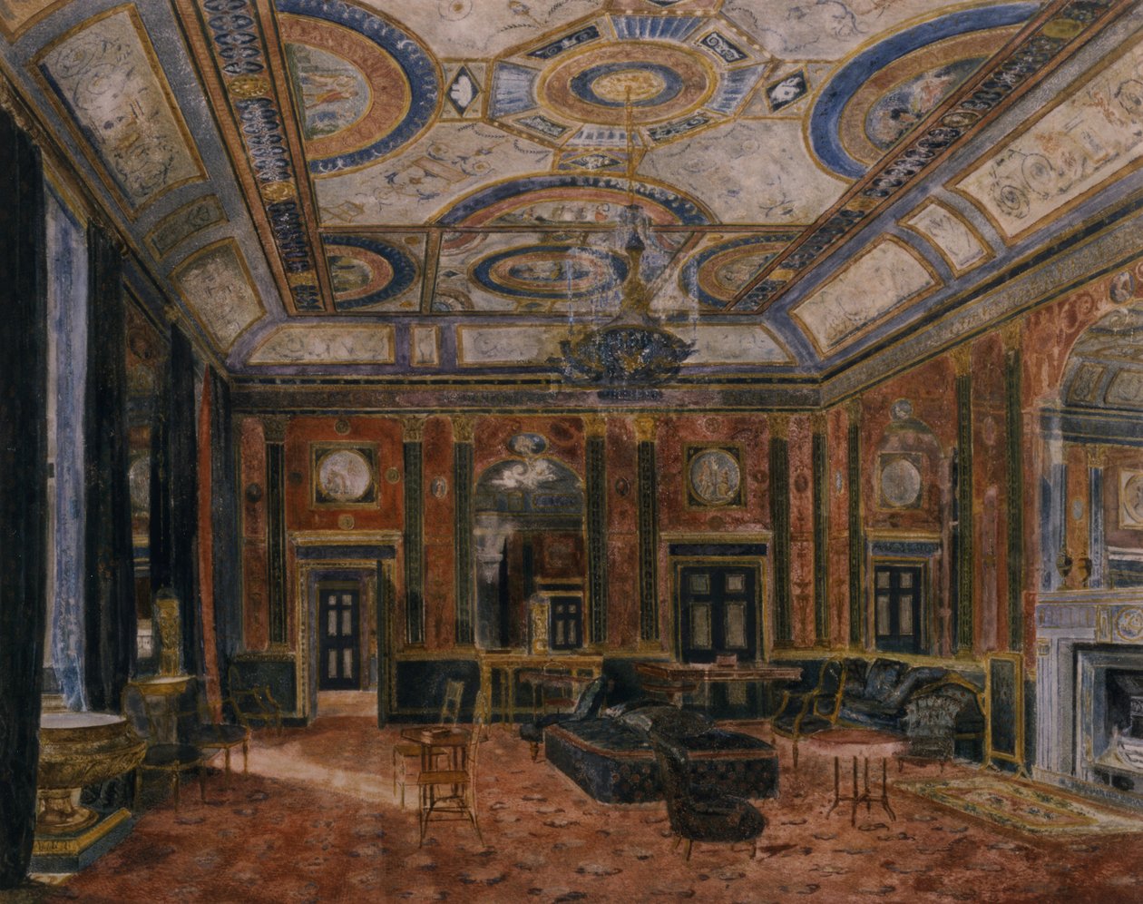 The Glass Drawing Room, Northumberland House, 1870 dolayları (suluboya) by English School