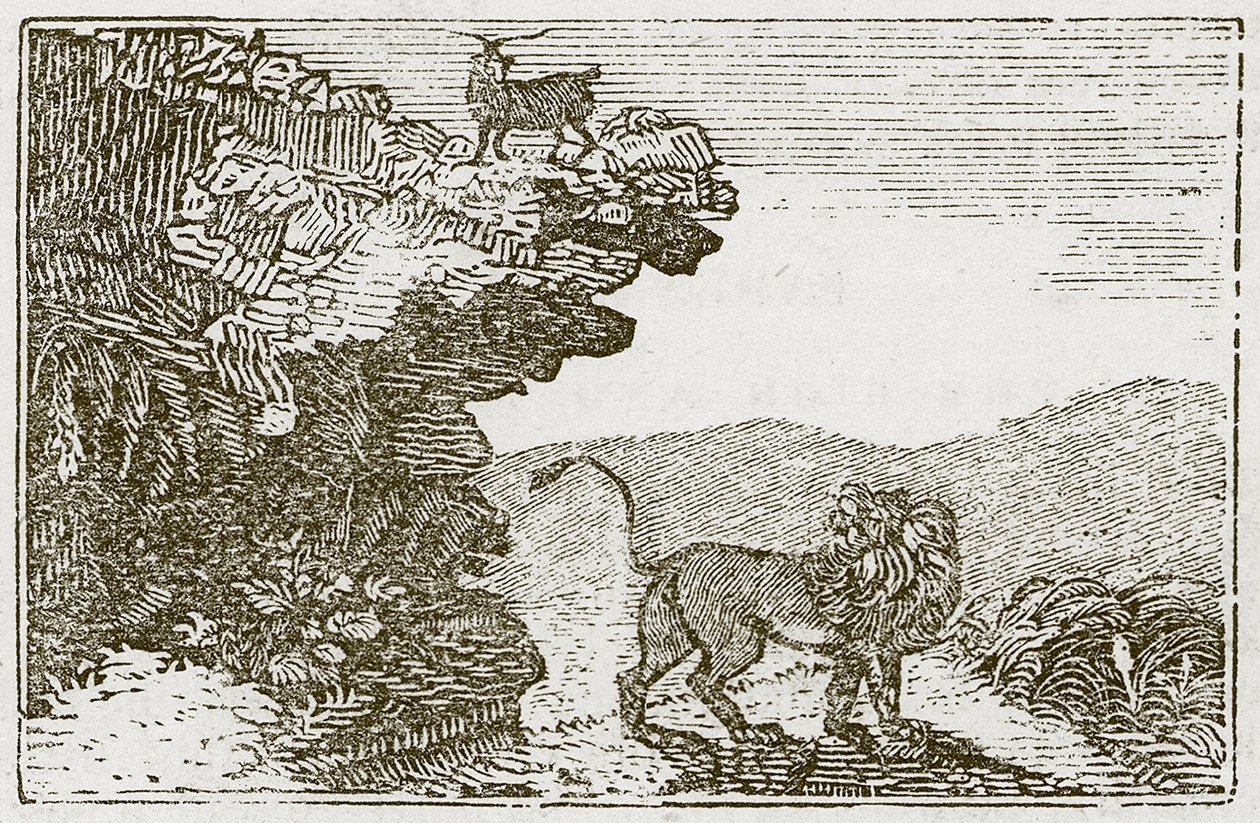 Keçi ve Aslan (gravür) by English School