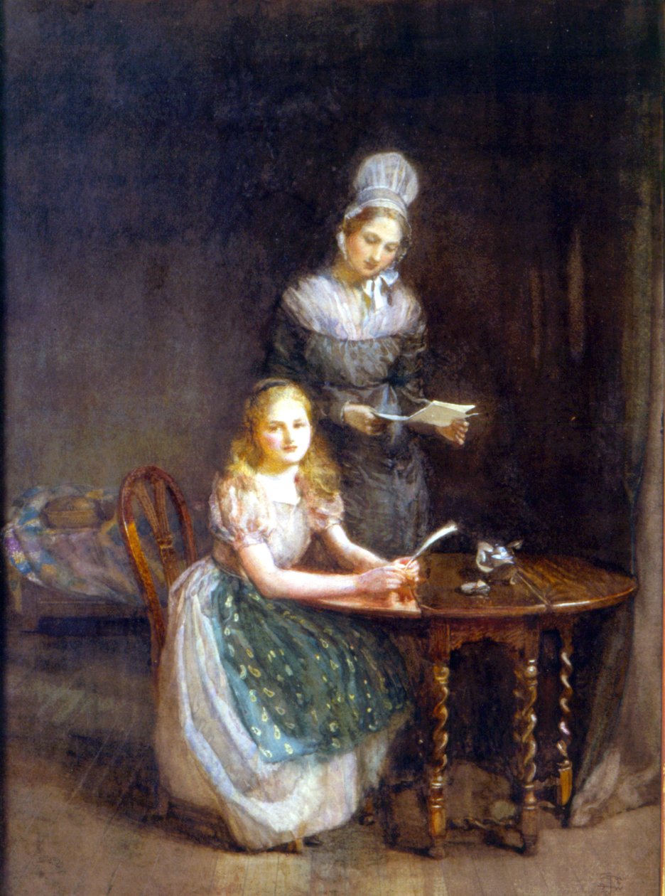 The Governess, c.1860 (kağıt üzerinde wc) by English School