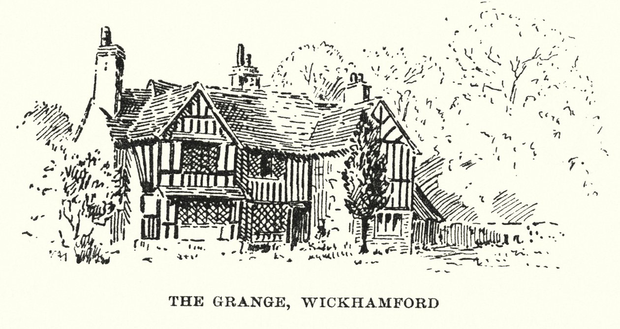 The Grange, Wickhamford (lito) by English School