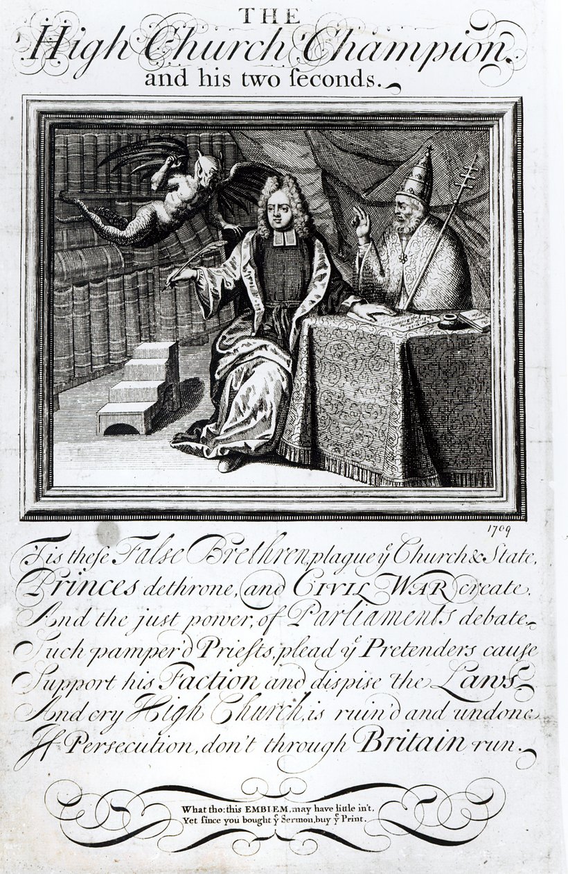 Yüksek Kilise Şampiyonu ve iki saniyesi, 1709 by English School