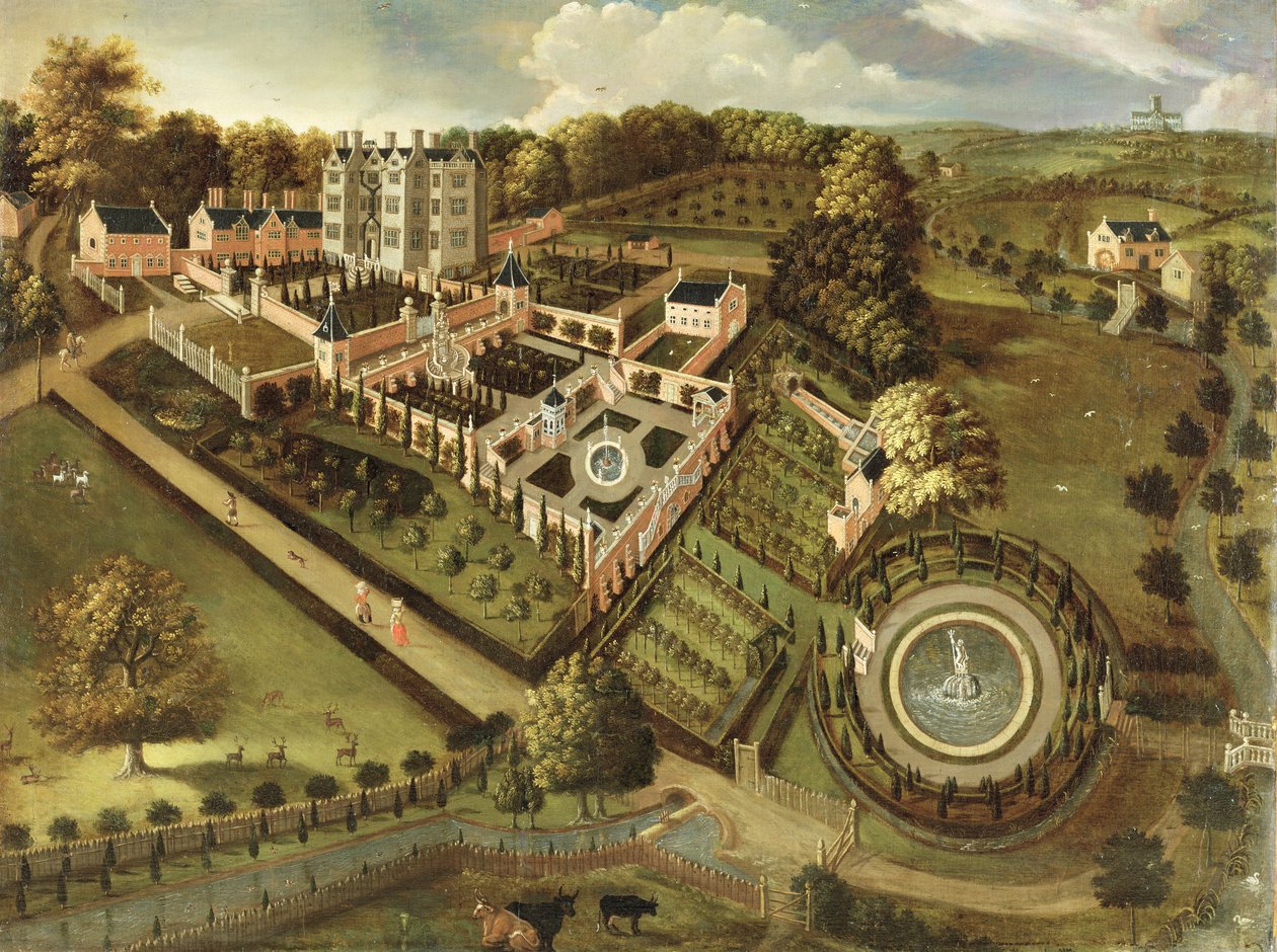 Llanerch Hall Evi ve Bahçesi, Denbighshire, c.1662-72 by English School