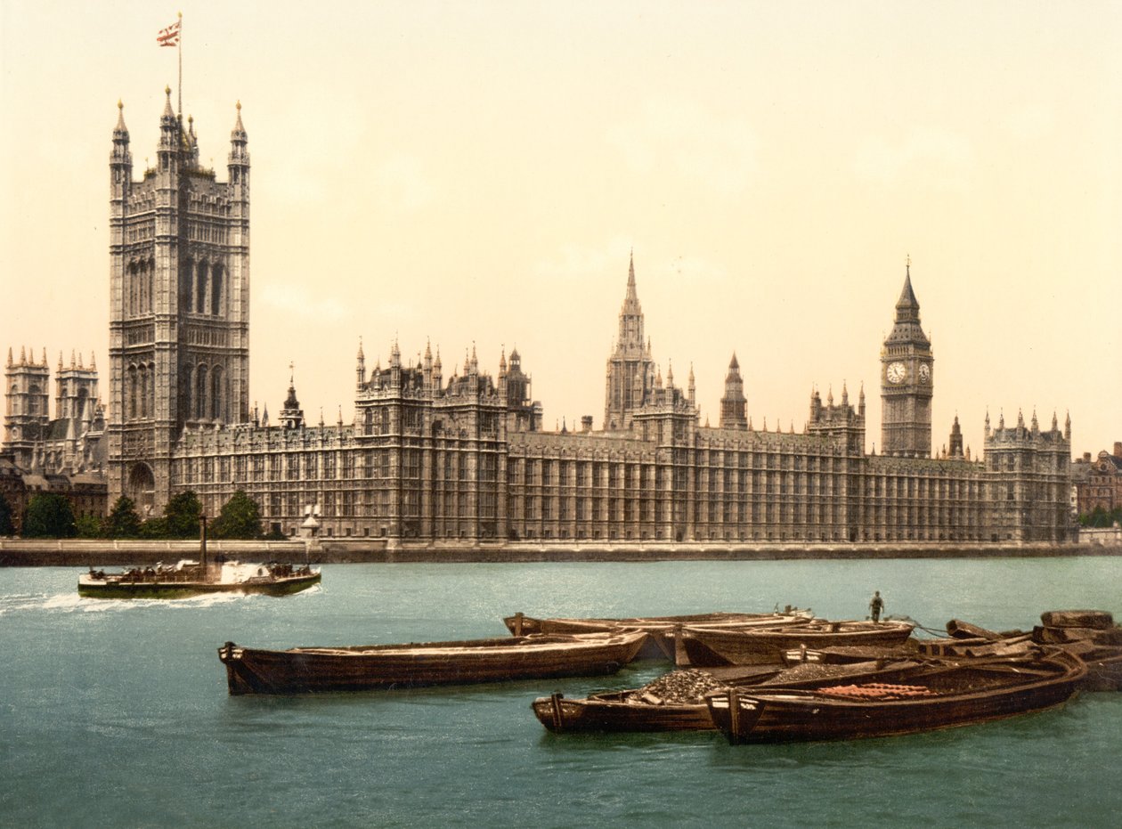 Parlamento Evleri, Londra (el boyaması fotoğraf) by English School