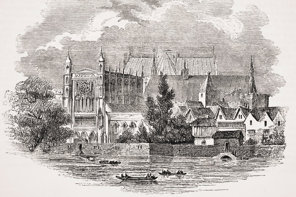 The Houses of Parliament from the river in the time of John Hampden, from 