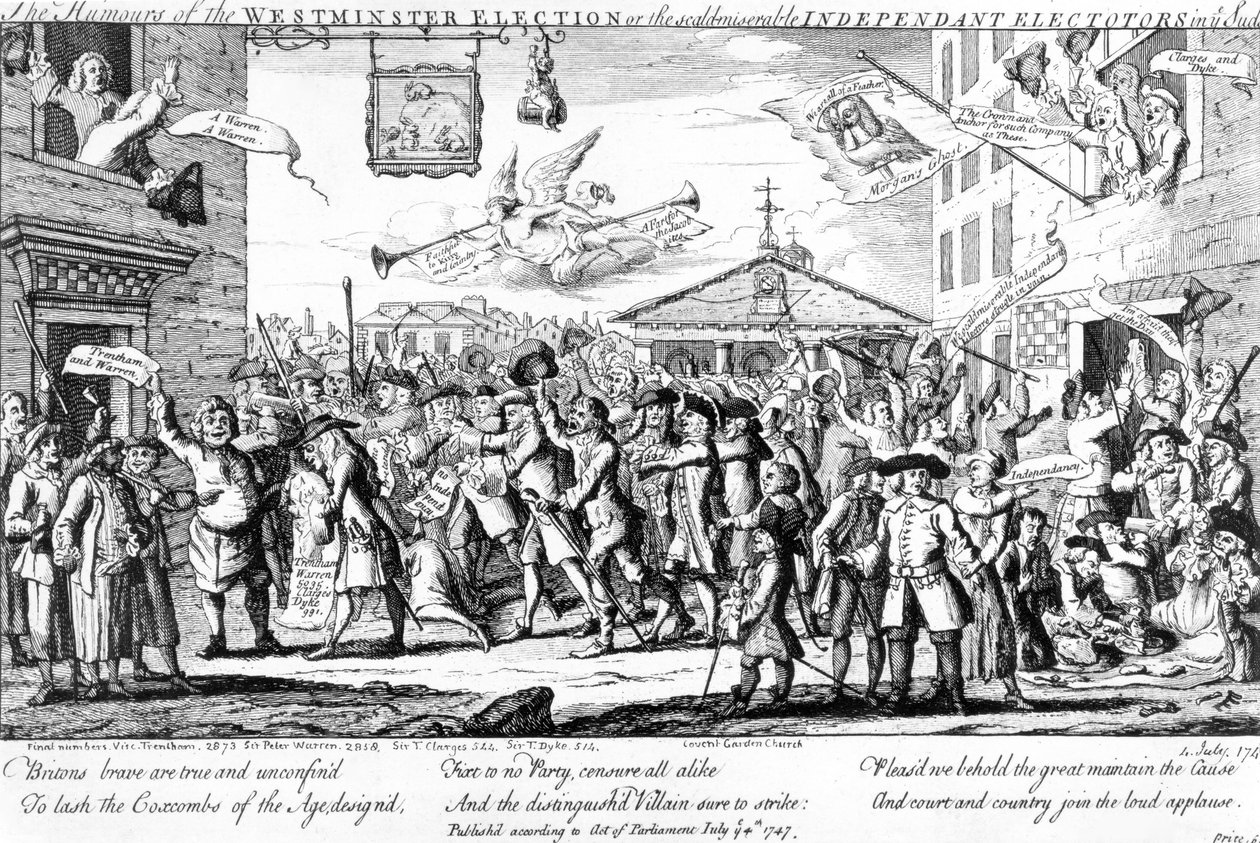 Westminster Seçiminin Mizahları veya Köpüklerdeki Haşlanmış-Sefil Bağımsız Seçmenler, 1747 by English School