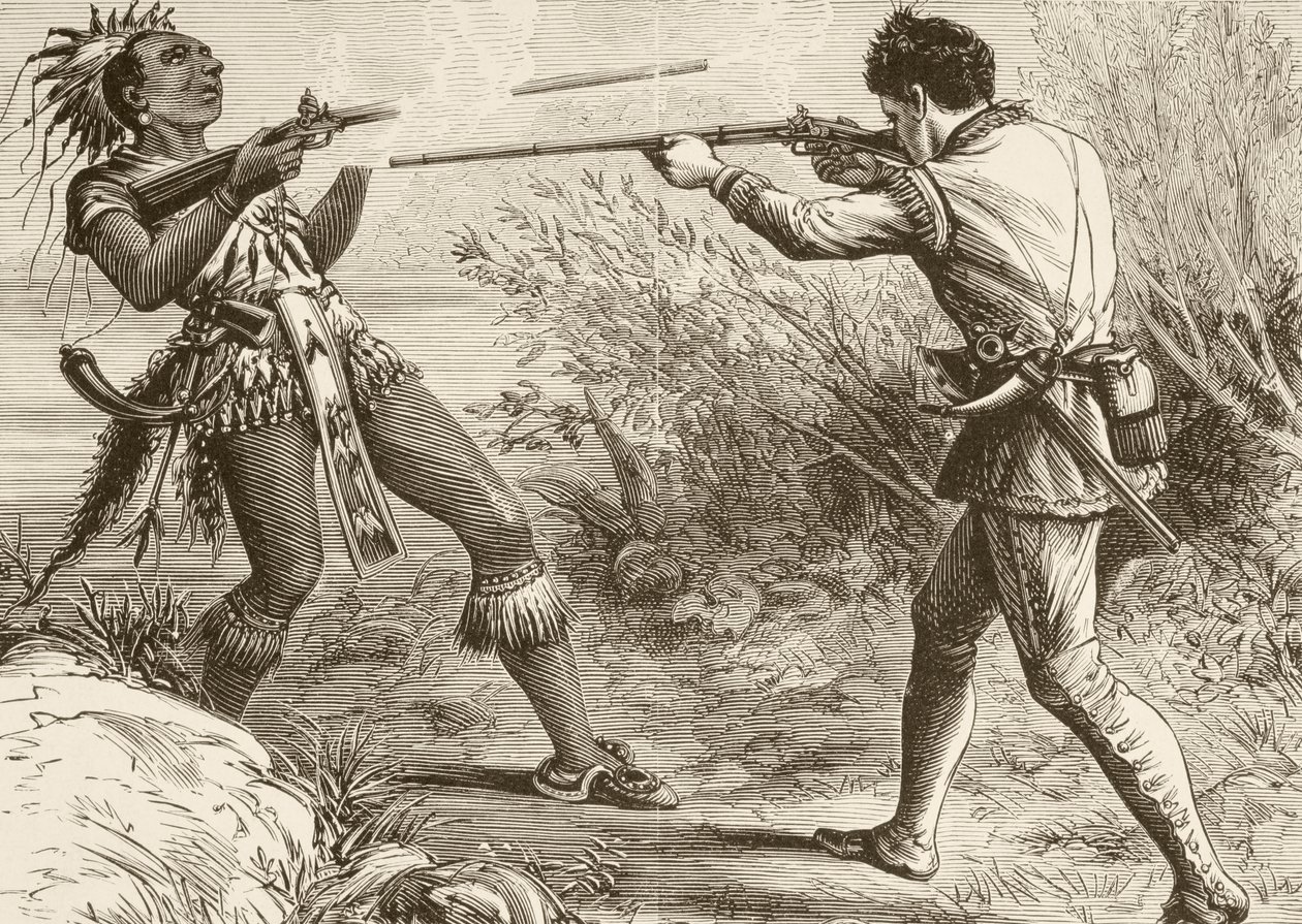 Kızılderili şef Paugus bir İngiliz milis tarafından öldürüldü (lito) by English School
