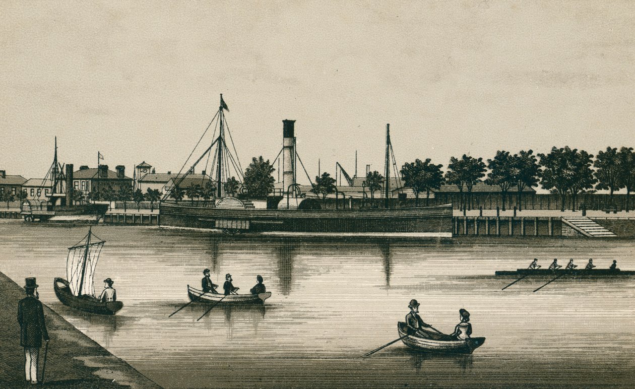 The Landing Stage River View, Ipswich (lito) by English School