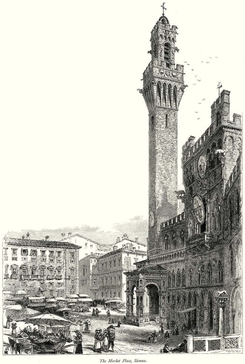 Pazar Yeri, Sienna (gravür) by English School
