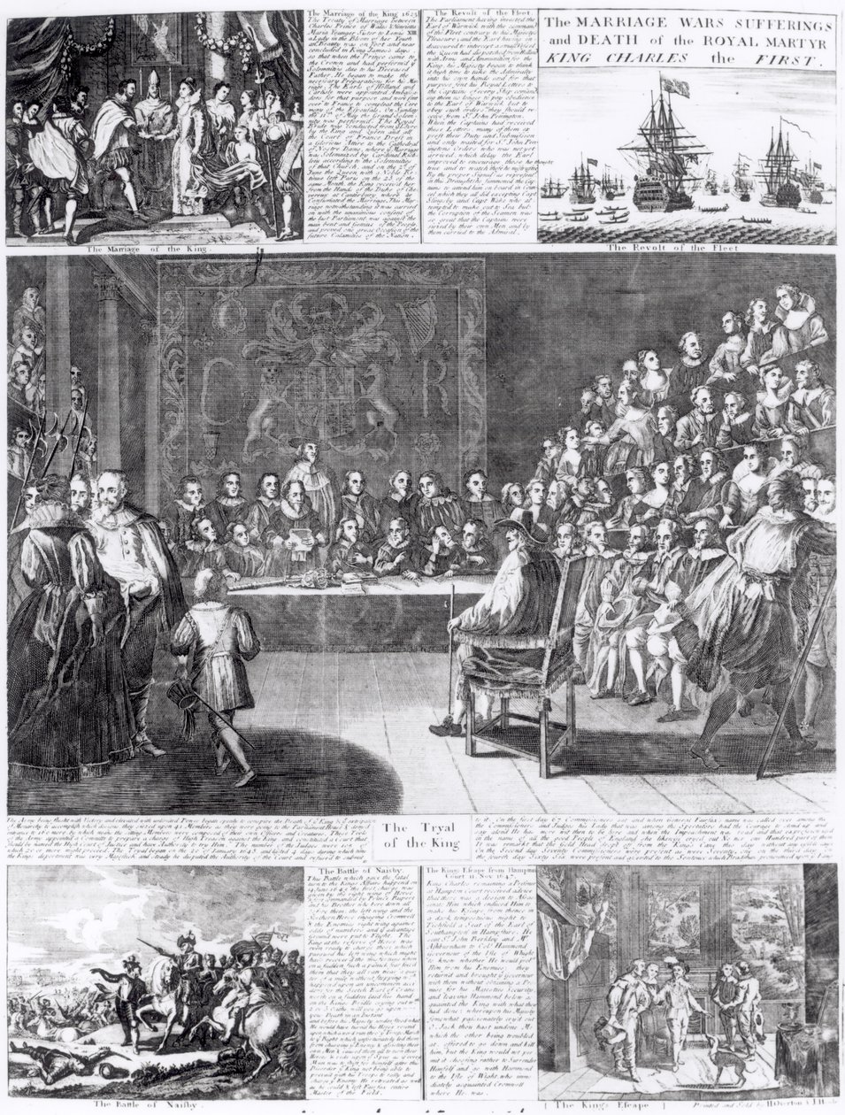 Kraliyet Şehitinin Evliliği, Savaşları, Acı Çekmesi ve Ölümü, Birinci Kral Charles, Henry Overton ve J. Hoole tarafından basılmıştır (gravür) (bundw fotoğrafı) by English School