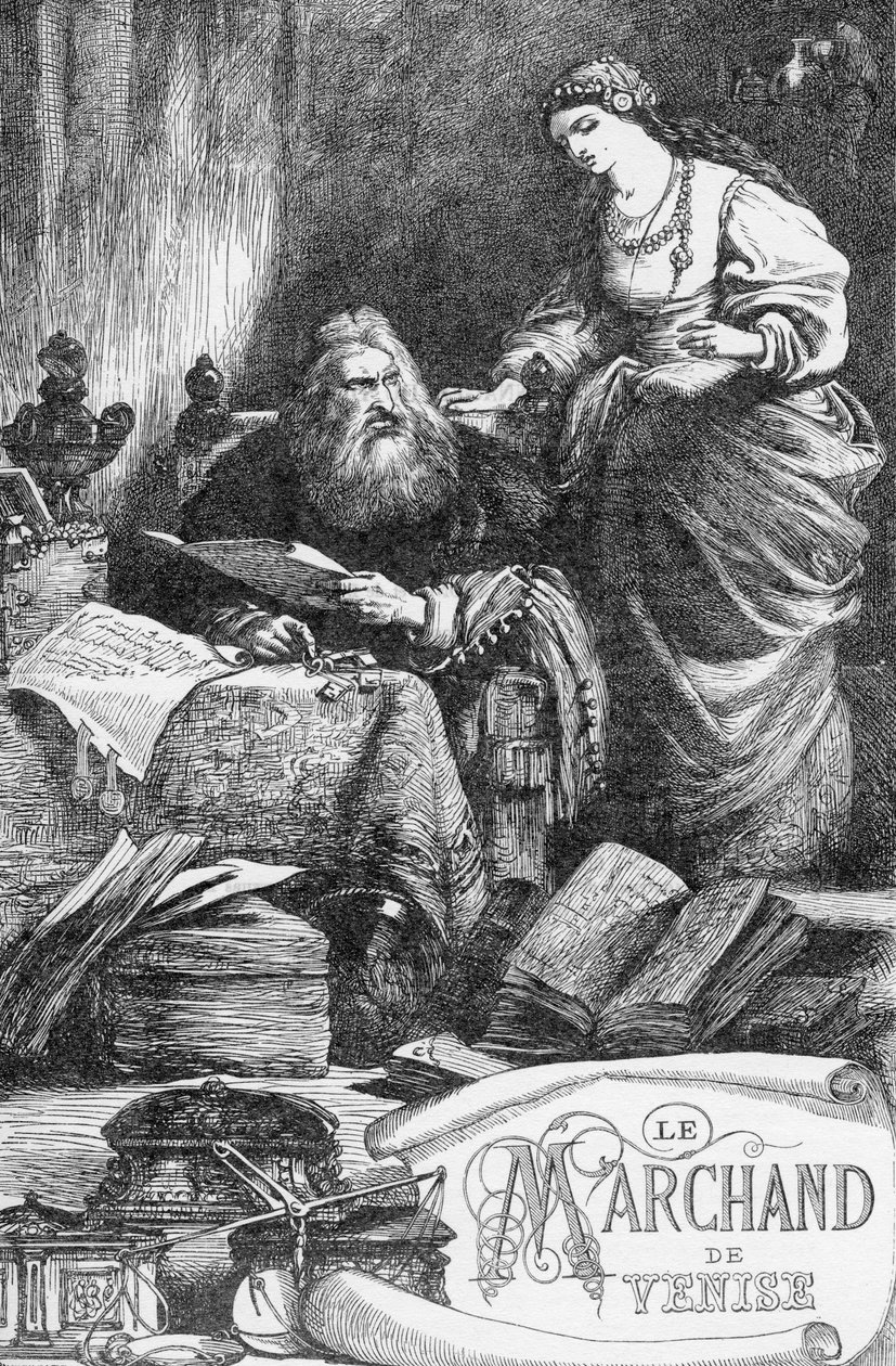 Venedik Taciri - Venedik Taciri - “” William Shakespeare tarafından tamamlanan eserlerde” illüstrasyon 1866 - Bu baskının çizimleri ve genel biçimi Cassell