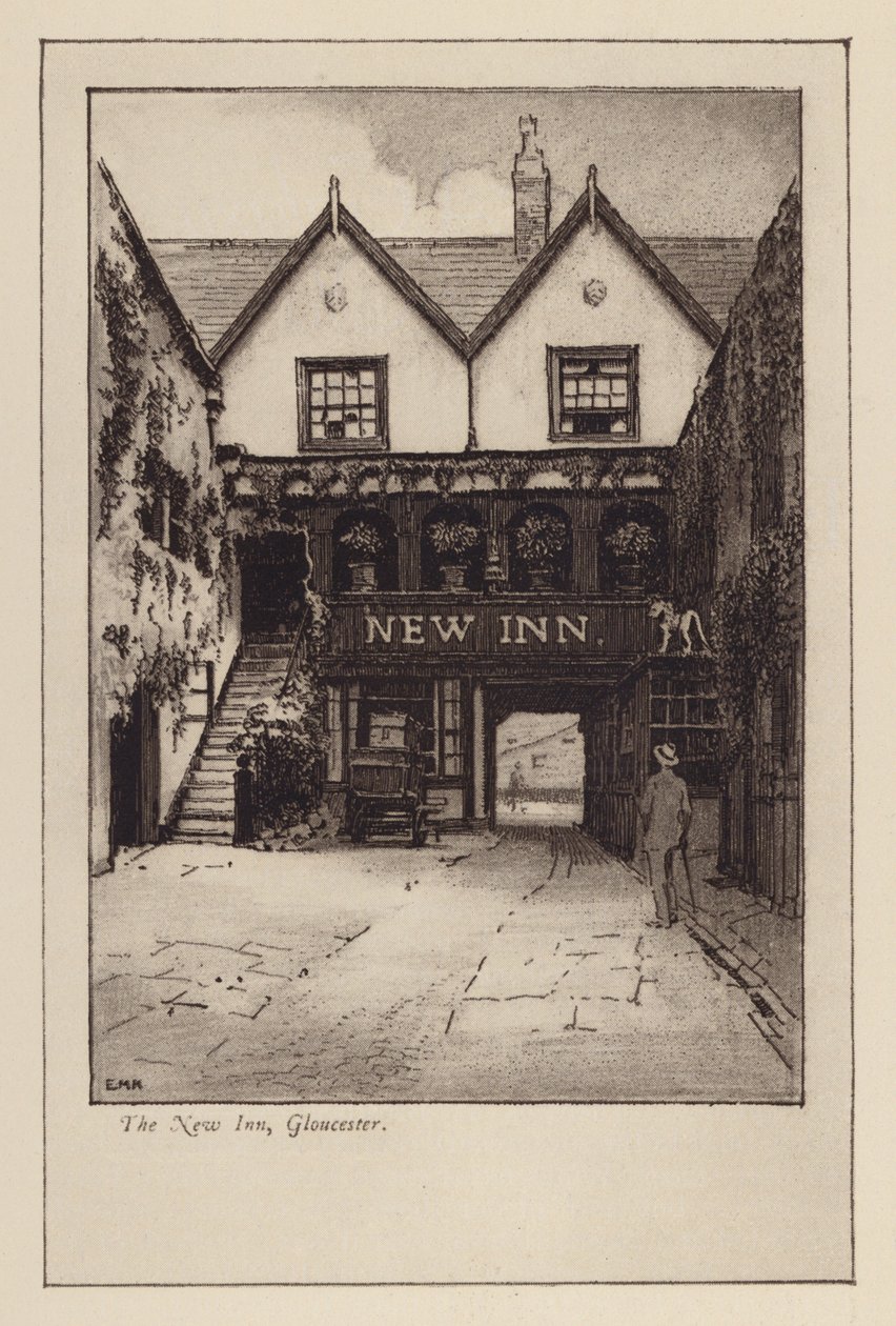 The New Inn, Gloucester (lito) by English School