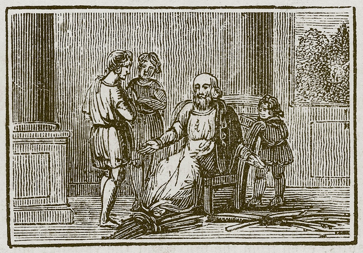 Yaşlı Adam ve Oğulları (gravür) by English School