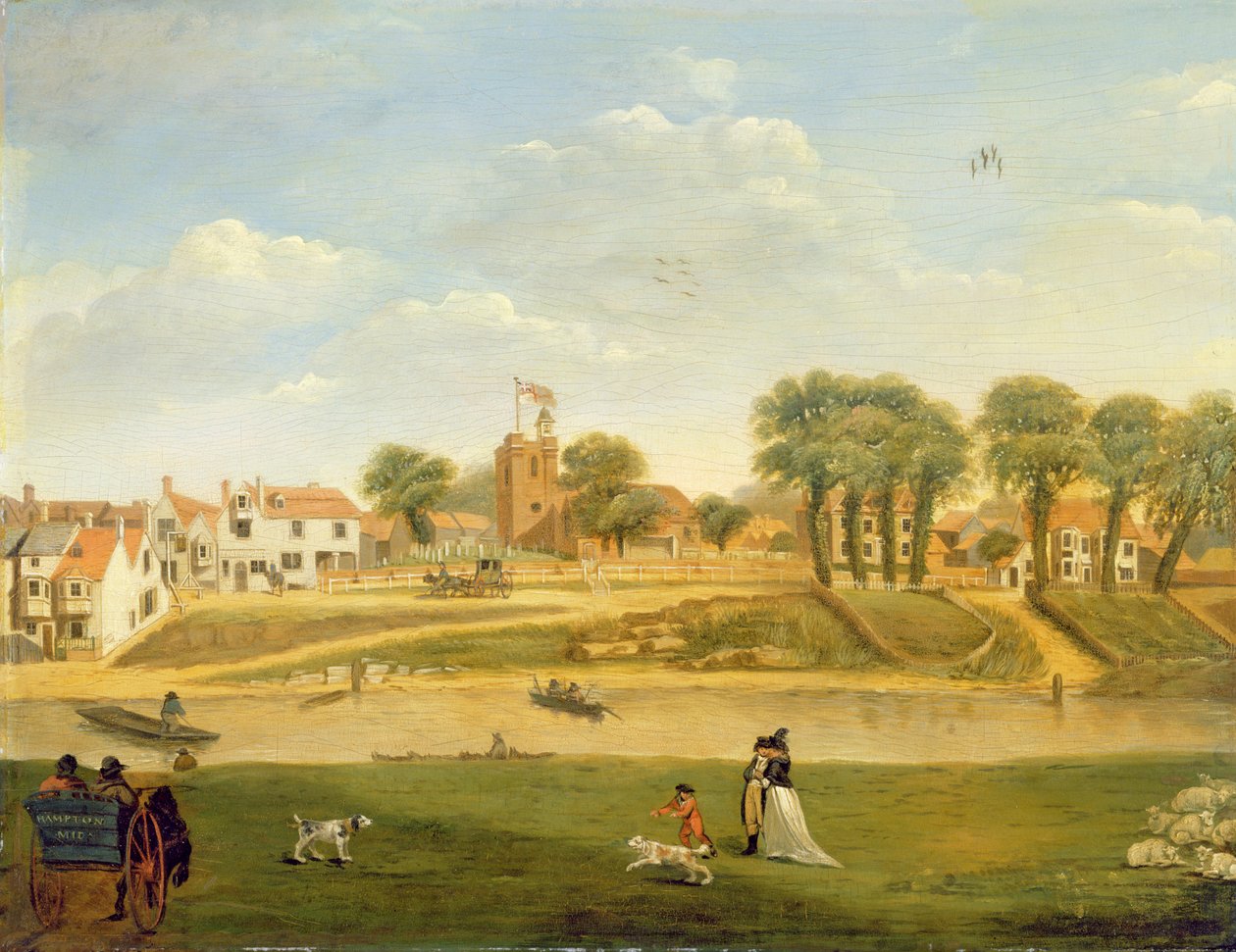 Eski Parish Kilisesi ve Köyü, Hampton-on-Thames, Middlesex by English School