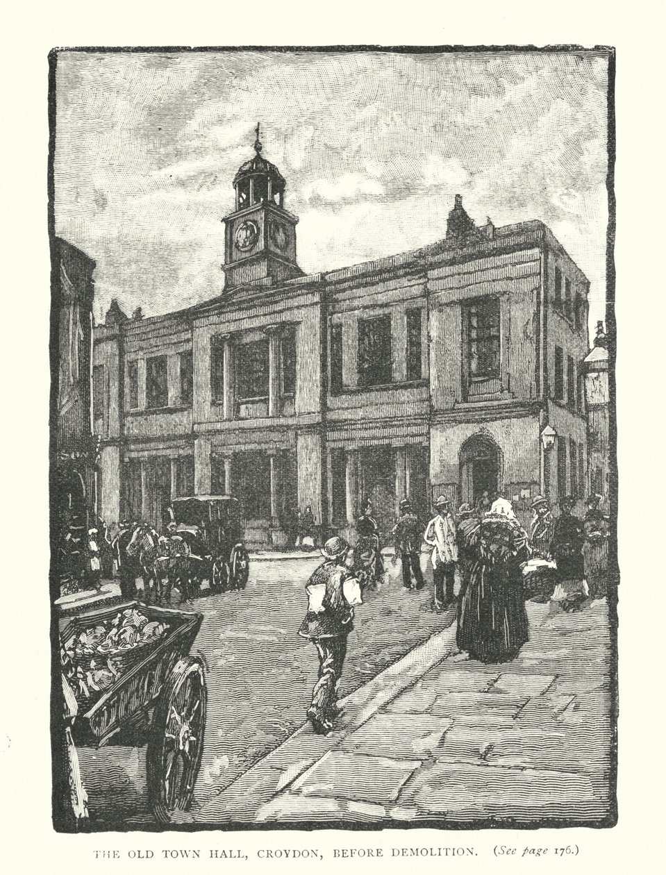 Eski Belediye Binası, Croydon, Yıkımdan Önce (gravür) by English School