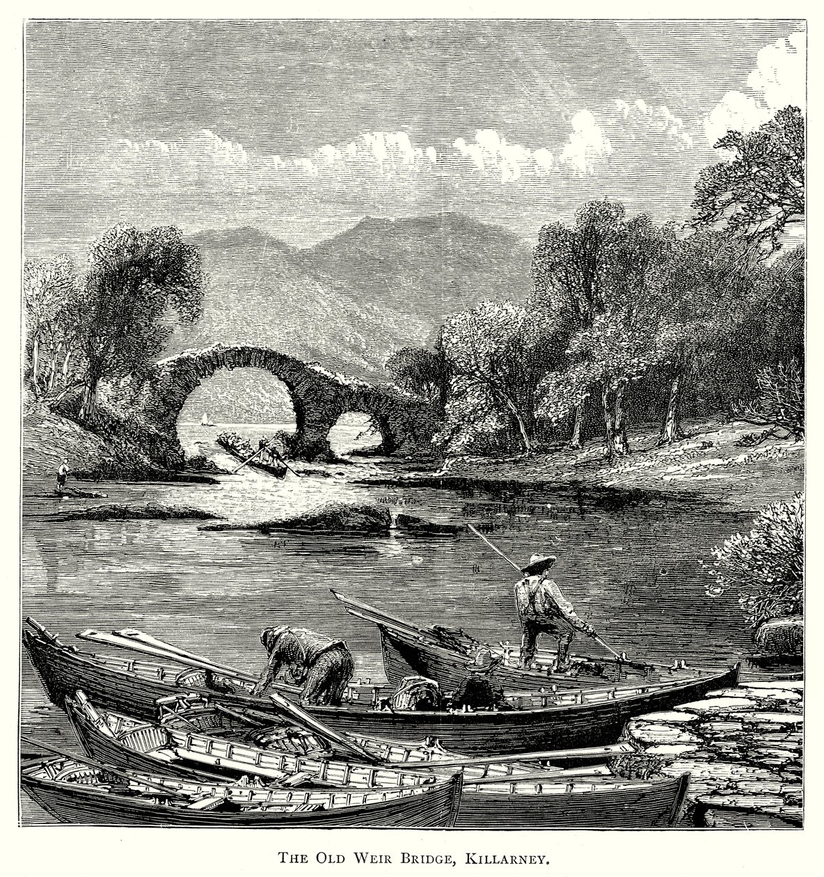 Eski Weir Köprüsü, Killarney (gravür) by English School