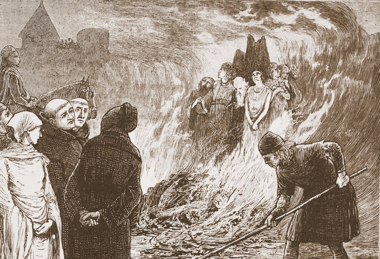 Orleans Şehitleri, James Aitken Wylie'nin (1808-1890) 'Protestanlığın Tarihi'nden bir örnek, pub. 1878 (gravür) by English School