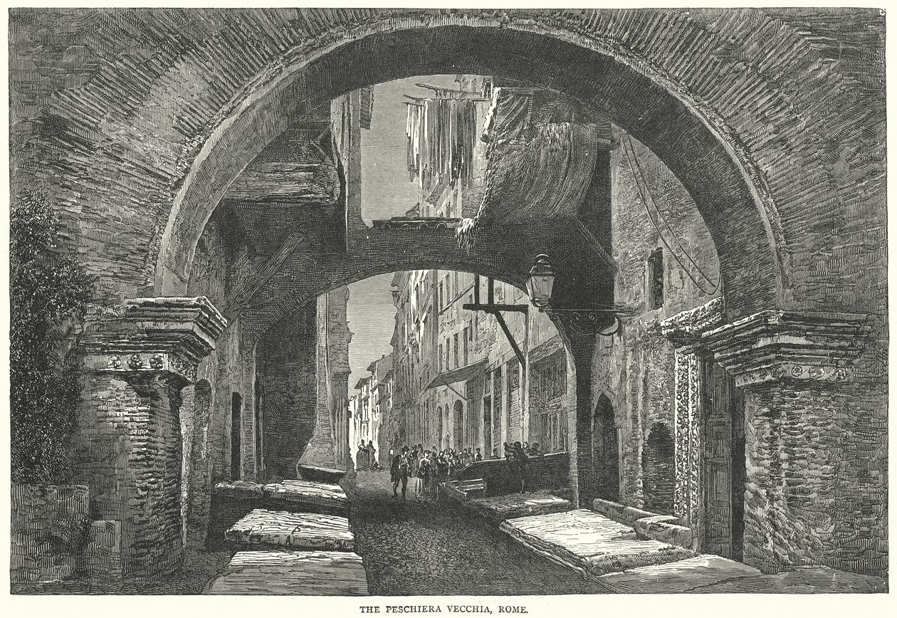 Peschiera Vecchia, Roma (gravür) by English School