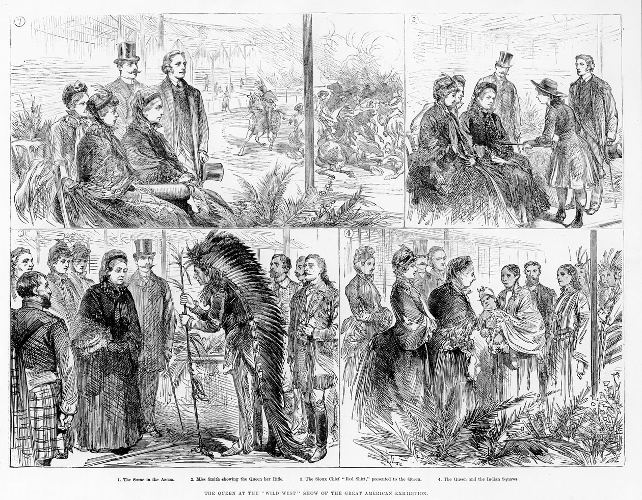 Kraliçe, Büyük Amerikan Sergisinin Vahşi Batı gösterisinde, 1887 by English School