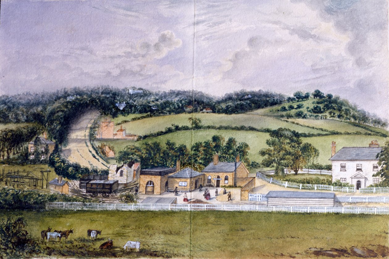 Demiryolu Terminali, Kent, c.1860 (kağıt üzerinde wc) by English School