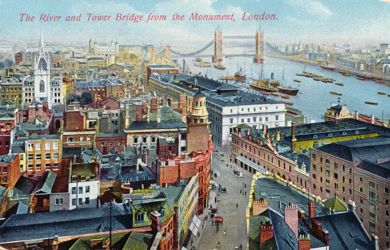 Thames Nehri ve Tower Bridge, c.1920 by English School