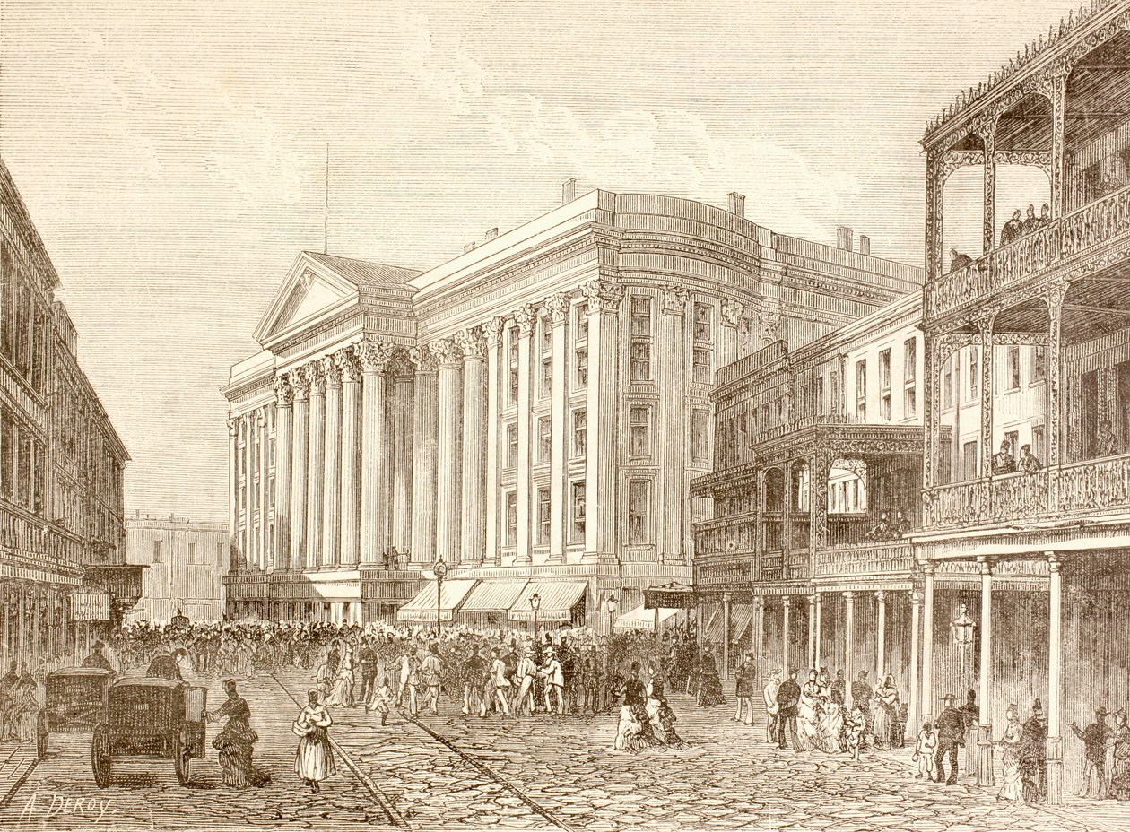 1880'lerde New Orleans, St. Charles Caddesi'ndeki Saint Charles Oteli (litho) by English School