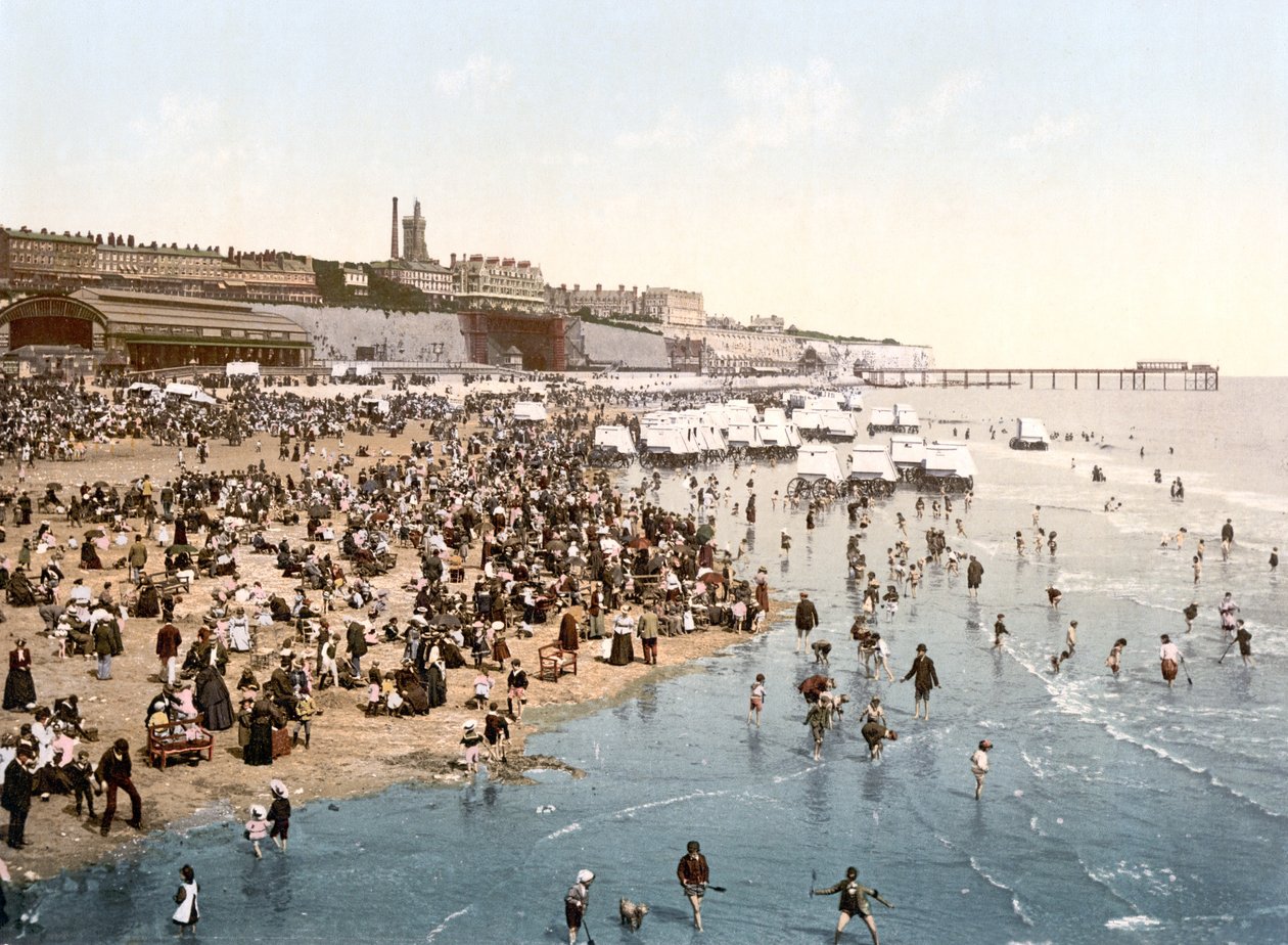 The Sands, Ramsgate (el ile renklendirilmiş fotoğraf) by English School
